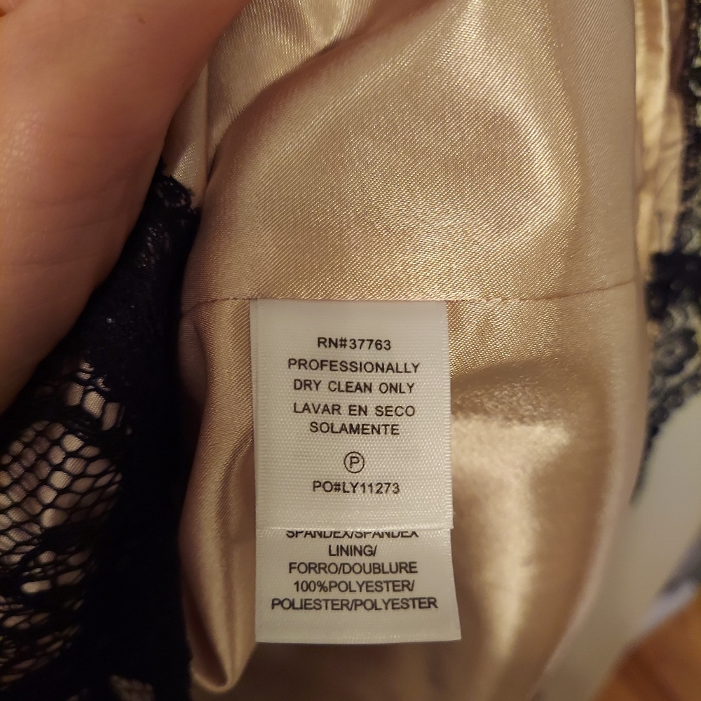 Laundry by Sheli Segal black floral lace sheer sleeves mini cocktail dress sz 6 - Picture 5 of 6